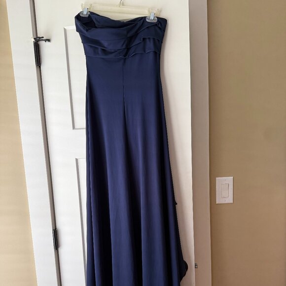 Strapless Navy Blue Long Dress, Size Medium - Picture 3 of 6
